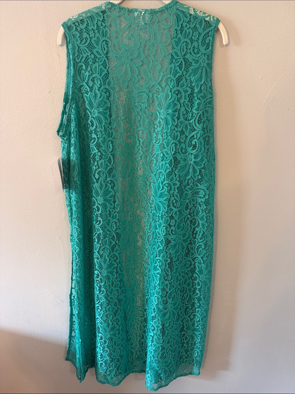 LuLaRoe Teal Lace Duster Vest - Picture 3 of 4